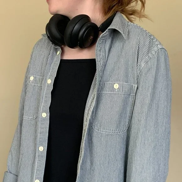 Navy Striped Button-up - Picture 3 of 11